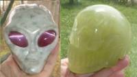 großer grüner Jade Kristallschädel Brasilien Alien