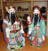 chinesische Glücksgötter Porzellan Lu und Fu
