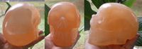 orangefarbener Selenit Kristallschädel aus Brasilien